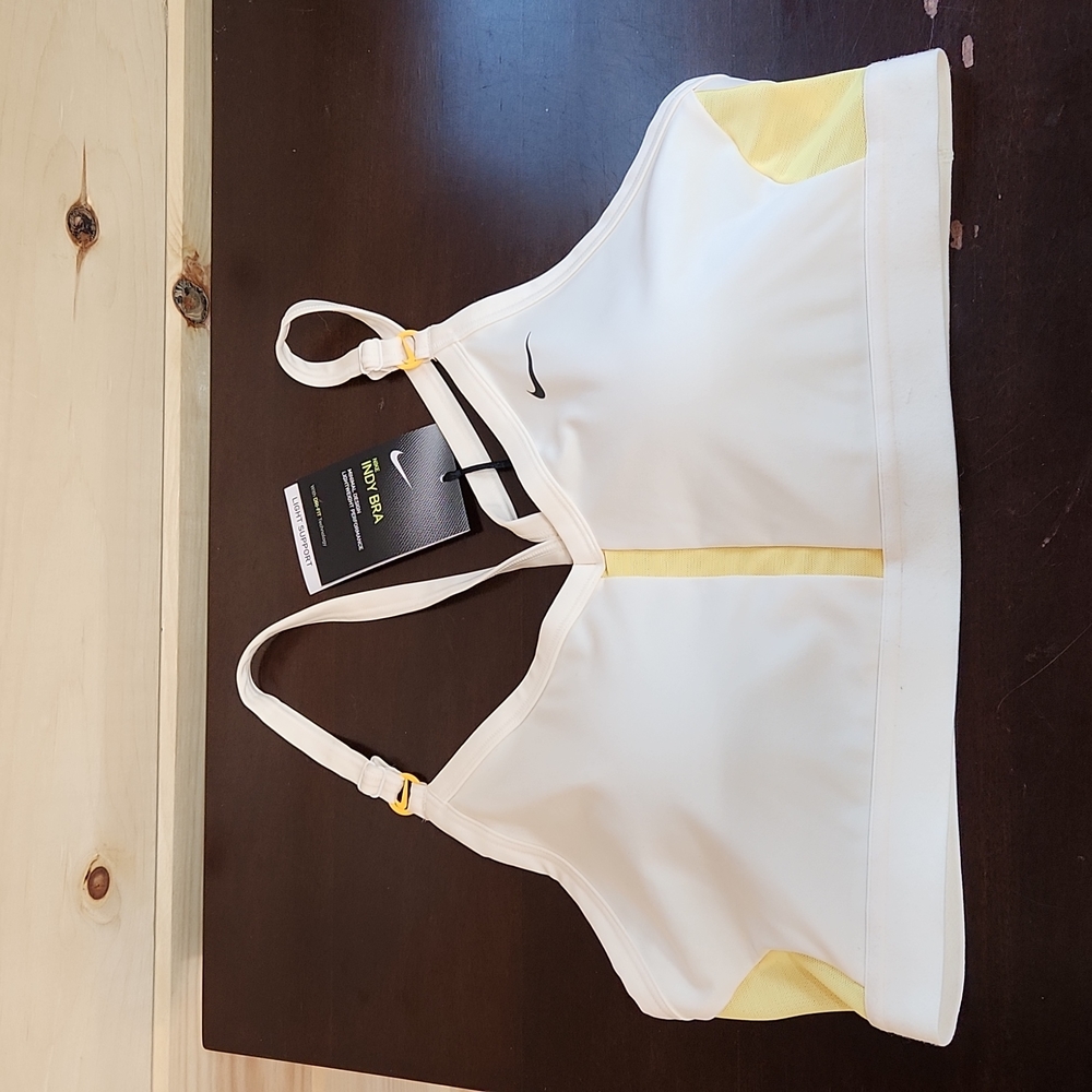 NWT Nike Indy Sport Bra Cream & Yellow XL